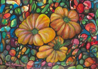 Acrylic/watercolor painting of tomatoes on marbled background
